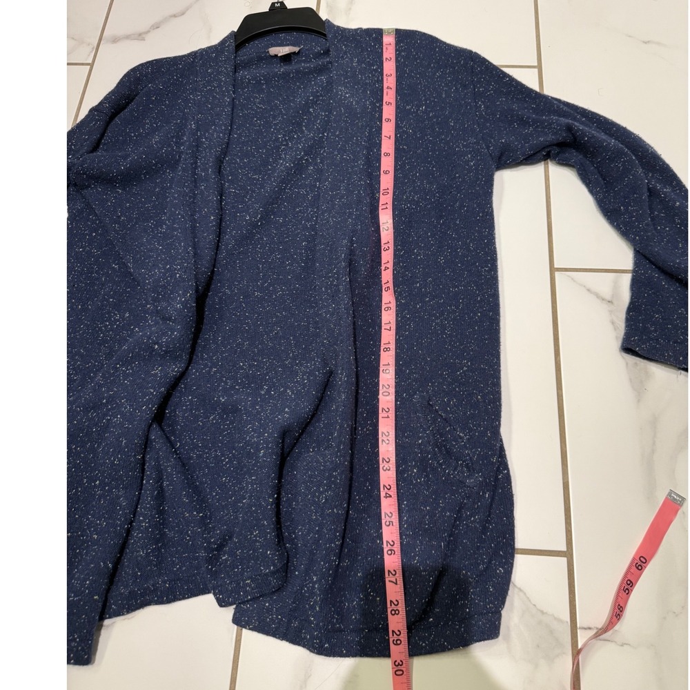 J Jill Women's Blue Open Front Cardigan Sweater Cotton Angora‎ Blend Size Large - Picture 8 of 8